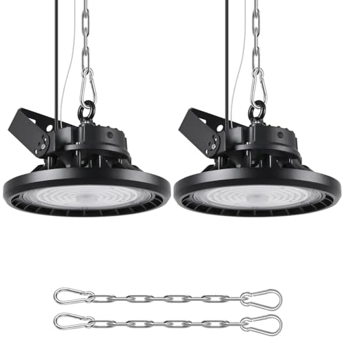 UFO型 LED高天井灯 投光器100W 高輝度 16000lm【1000W水銀灯相当】 IP66防水防塵 防寒 昼光色6000K ハイベイライト LED作業灯 100-277V 省エネ 長寿命 天井吊り下げライト 掲示板 体育館 展覧会 駐車場 運動場 工場 倉庫 高天井照明 高性能「 ノイズなし、フリッカなし」【プラグ付 3M配線】【PSE認証】(2個 100W)